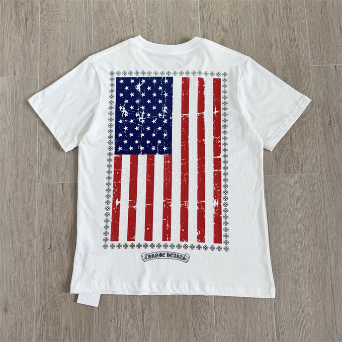 chrome hearts flag print short sleeve t-shirt
